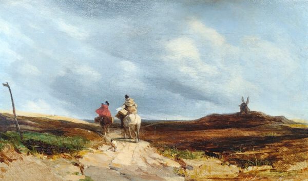 Thomas Shotter Boys NWS (1803-1874): Travellers on a Road in Normandy