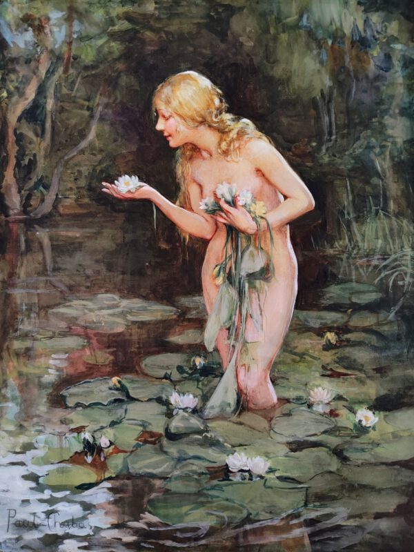 Paul Emile Chabas (1869-1937): Lillies, Nude Gathering Lillies In A Pond