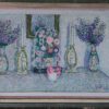 Arnold Arthur Friedman (1879-1946): Pointillist Still life of Vases of Flowers and Candlesticks on a Shelf