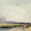 Attributed to Richard Parkes Bonington (1802-1828) Travellers on a Road in Normandy, with a Spire in the Distance ,19th Century Romantic