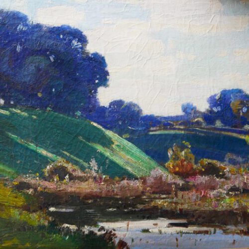 John Arnesby Brown (1866-1955): River Valley with Woods in the distance