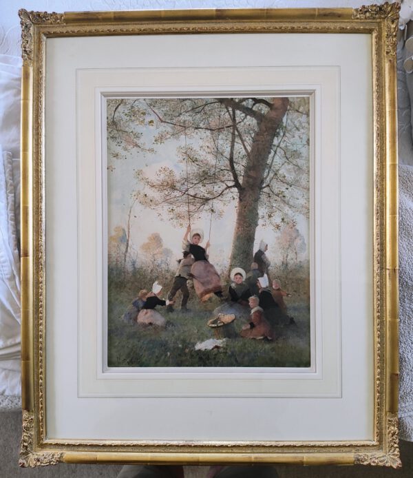 Hector Caffieri RBA (1847-1932): Young Breton Girls on a Swing