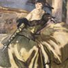 Néstor Martín-Fernández de la Torre (1887-1938): Spanish Lady with Fan on a Balcony overlooking the Sea