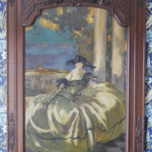 Néstor Martín-Fernández de la Torre (1887-1938): Spanish Lady with Fan on a Balcony overlooking the Sea