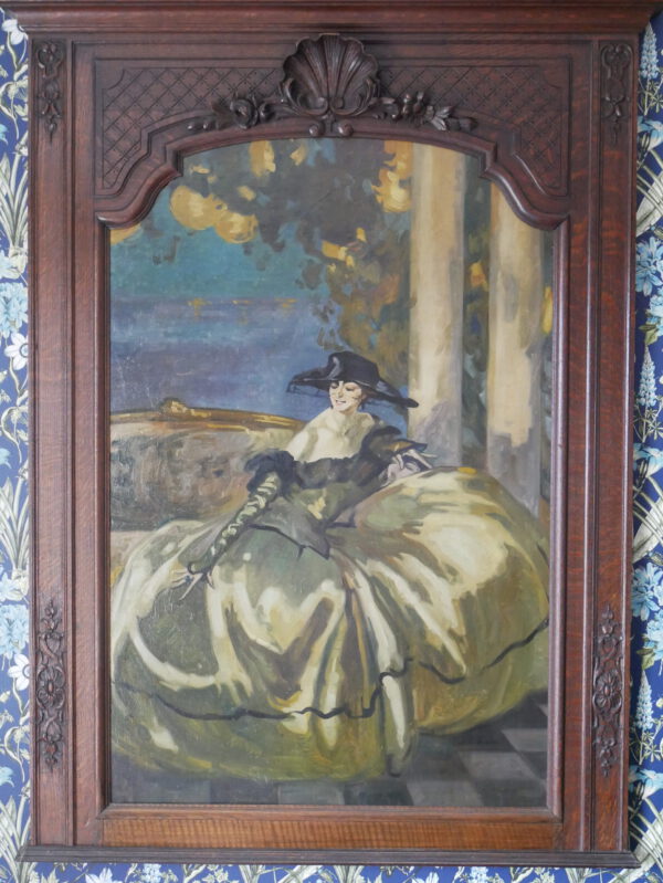 Néstor Martín-Fernández de la Torre (1887-1938): Spanish Lady with Fan on a Balcony overlooking the Sea