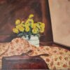 Paul Maze (1887-1979) A Still Life of Primroses in a Jug on a Patterned Cloth.