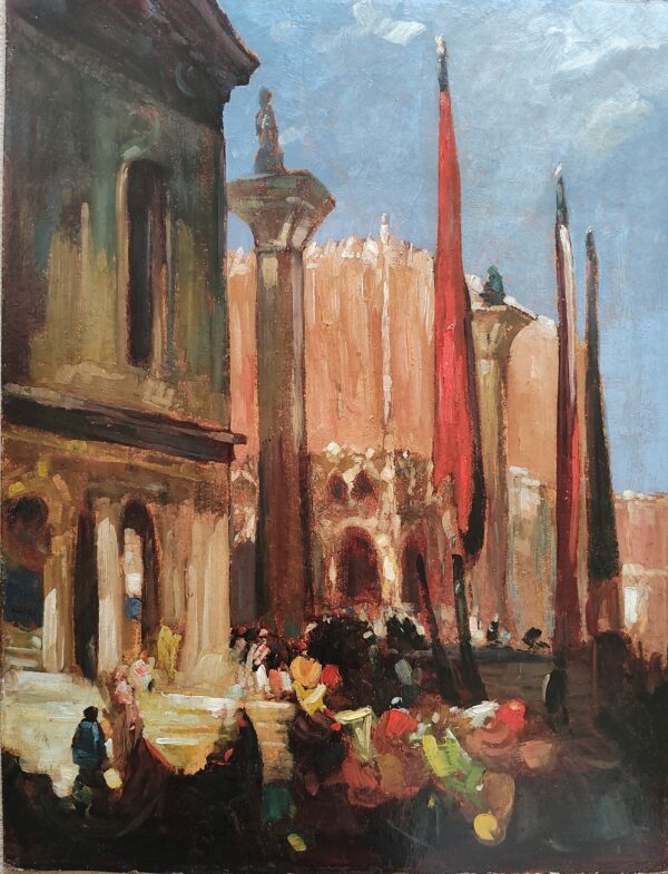 The Library and The Doges Palace, Venice by Sir Frank Brangwyn RA, RBA , RWS (1867-1956)