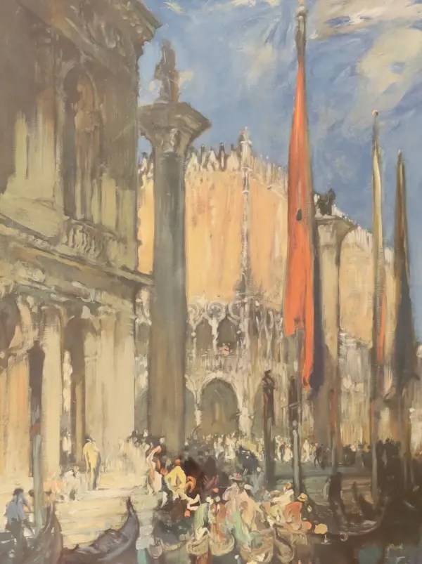 The Library and The Doges Palace, Venice by Sir Frank Brangwyn RA, RBA , RWS (1867-1956)
