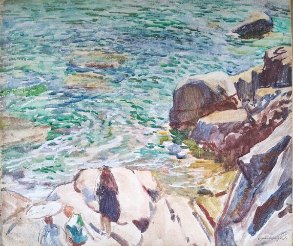 Lamorna Cove , Cornwall by Dame Laura Knight RA, RE (1877-1977) Modern British